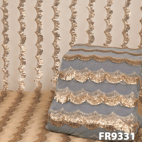 Embroidered Sequins Net Fabric - FR9331