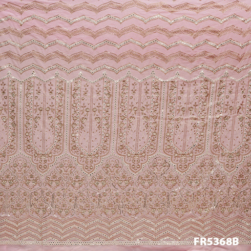 Embroidered Faux Mirror Zari Sequins Fabric - FR5368