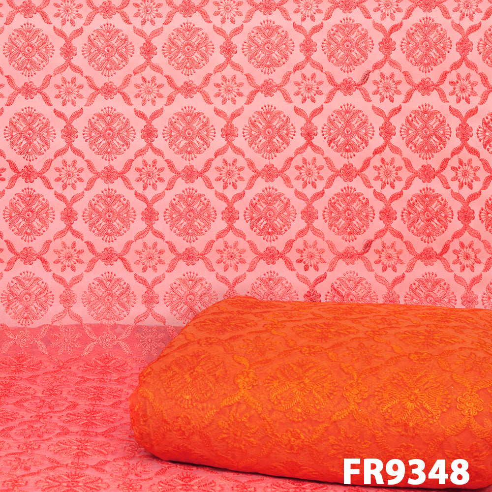 Thread Embroidered Net Fabricroot