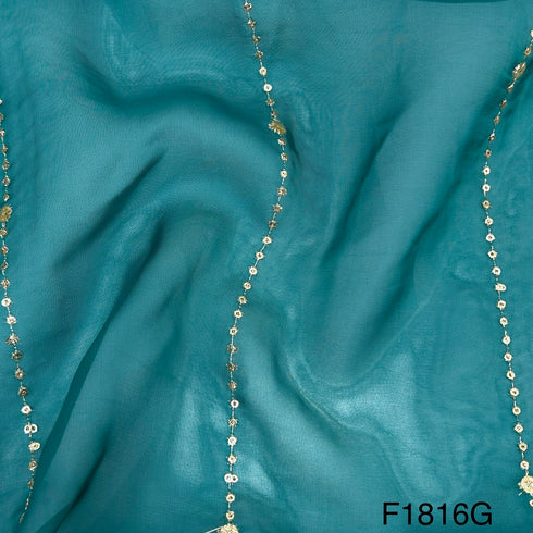 Zari Sequins Stripes Viscose Organza Fabric-F1816