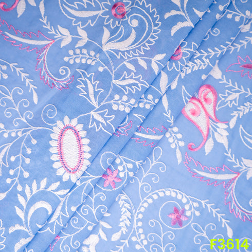 Thread Embroidered Cambric Cotton Fabric-F3614