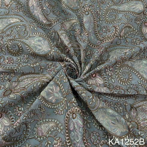 Thread Sequins Embroidered Georgette Fabric-KA1252