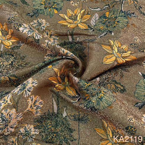 Printed Banarasi brocade Fabric-KA2119