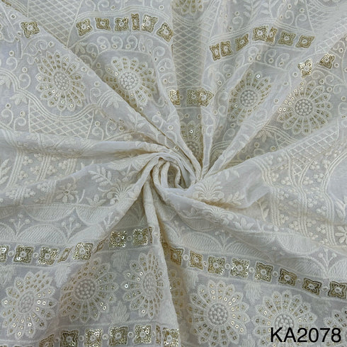 Dyeable Thread Sequins Georgette Fabric-KA2078