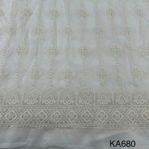 Dyeable thread Embroidered Sequins Georgette Fabric - KA680