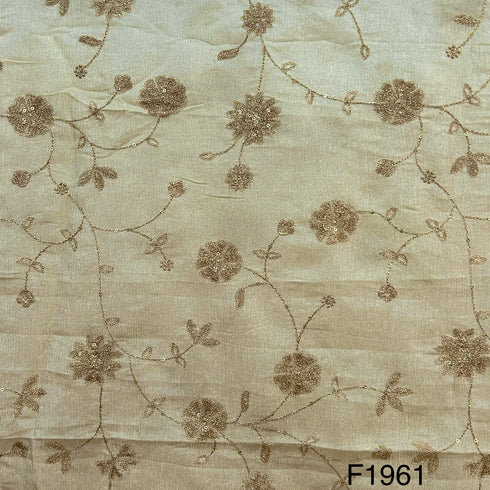 Zari Sequins Embroidered Tissue Fabric-F1961