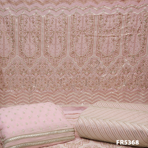 Embroidered Faux Mirror Zari Sequins Fabric - FR5368