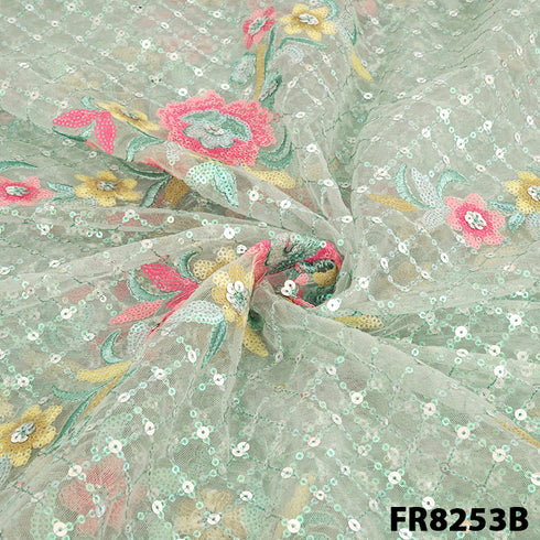 Embroidered Sequins Net Fabric-FR8253