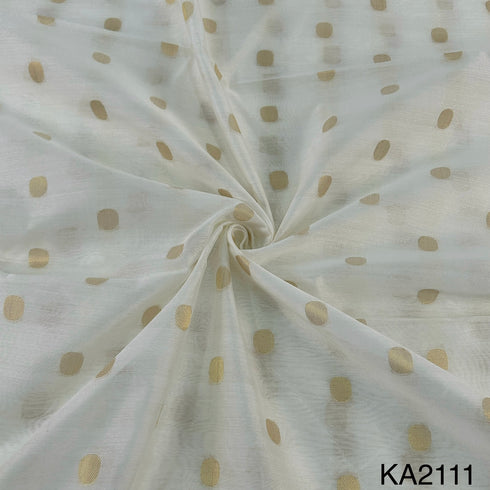 Dyeable Pure Silk Chanderi Zari Buti Fabric-KA2111