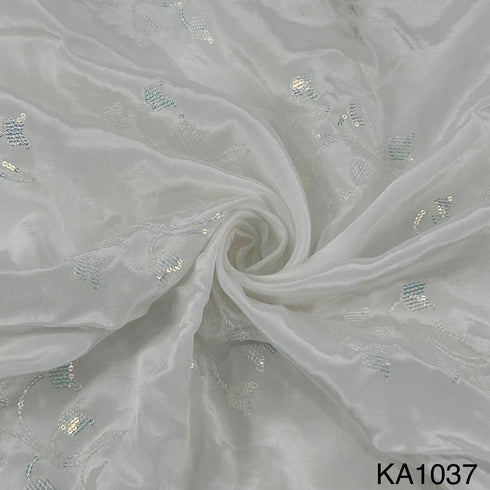 Dyeable Embroidered Sequins Crepe Fabric-KA1037