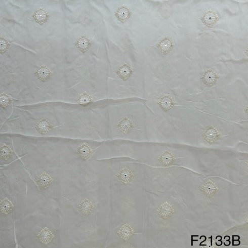 Thread Sequins Embroidered Organza Fabric-F2133