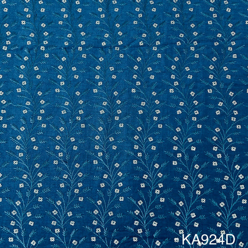 Thread Embroidered Sequins Cotton Silk Fabric KA924