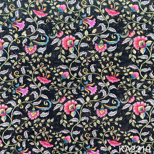 Printed Sequins Chinon Fabric-KA2219
