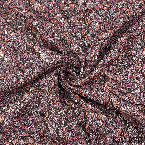 Printed Sequins Georgette Fabric-KA1878