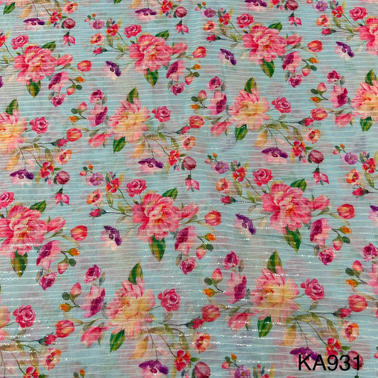 Printed Sequins Organza Fabric-KA931