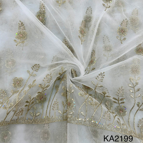 Zari Sequins Net Fabric-KA2199