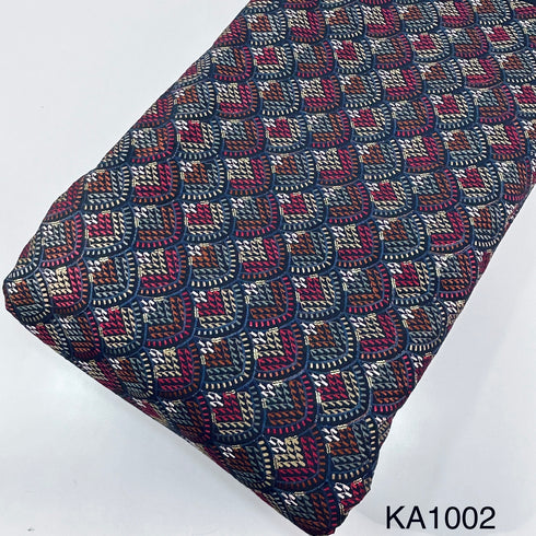 Thread Embroidered Sequins Raw Silk Fabric KA1002