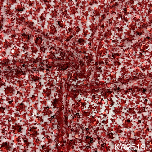 Cut Dana Sequins Heavy Embroidered Net Fabric-KA2519