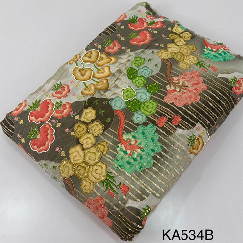 Position Print Zari Sequins Beads Cut Dana Work Crepe Fzbric-KA534