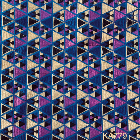 Thread Embroidered Sequins Dupion Silk Fabric-Ka779