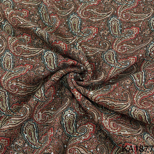 Printed Sequins Georgette Fabric-KA1877