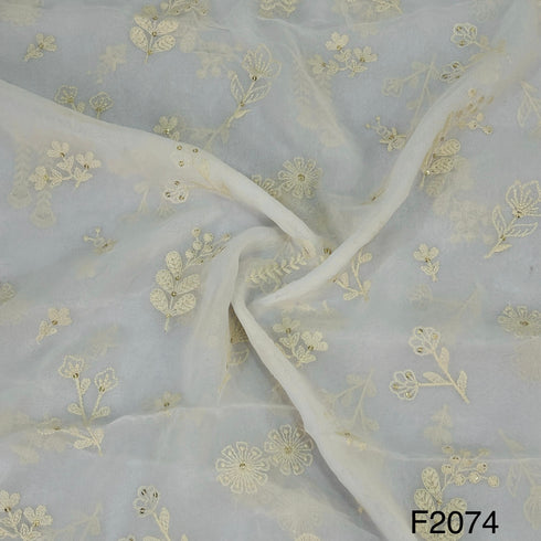 Thread Sequins Dyeable Georgette Fabric-F2074