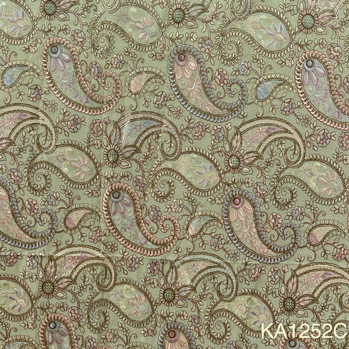 Thread Sequins Embroidered Georgette Fabric-KA1252