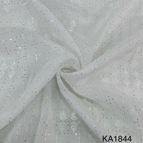 Dyeable Sequins Georgette Fabric - KA1844