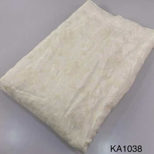 Dyeable Embroidered Sequins Crepe Fabric-KA1038