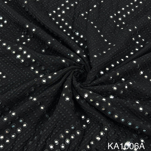 Embroidered Faux Mirror Georgette Fabric-KA1006