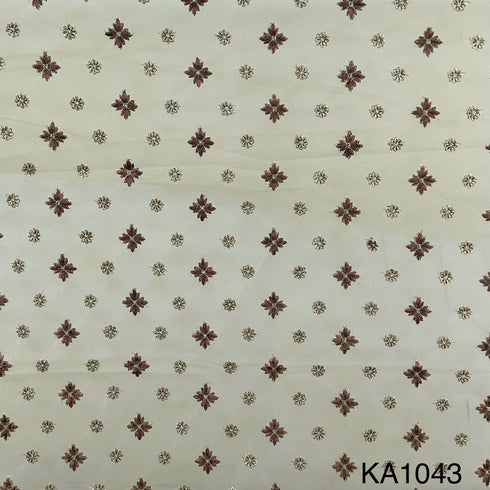 Thread Zari Embroidered Net Fabric-KA1043