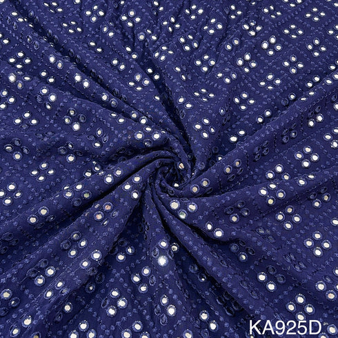 Embroidered Faux Mirror Georgette Fabric-KA925