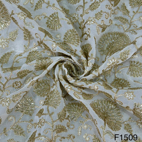 Zari Embroidered Georgette Fabric-F1509