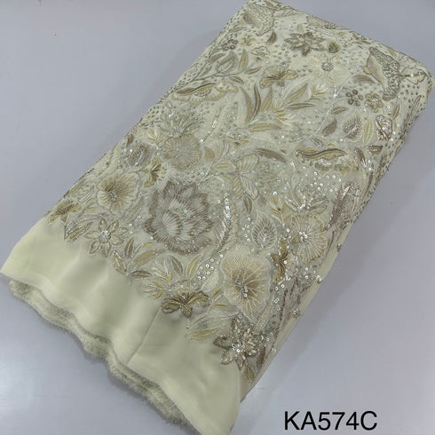 Thread Embroidered Sequins Georgette Fabric-KA574
