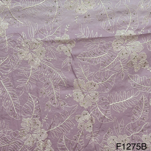 Thread Sequins Embroidered Viscose Organza Fabric-F1275