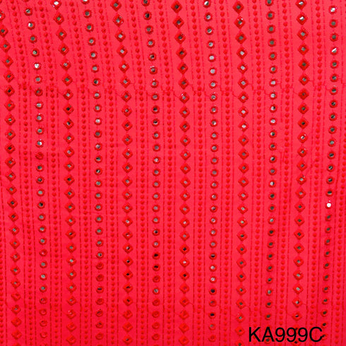 Embroidered Faux Mirror Georgette Fabric-KA999