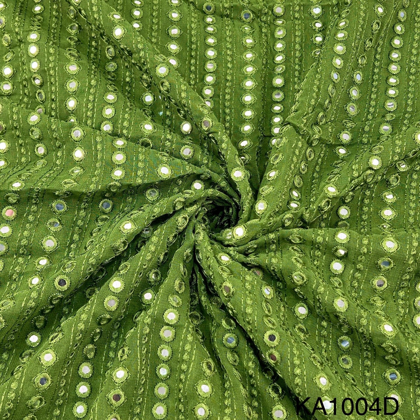 Embroidered Faux Mirror Georgette Fabric-KA1004