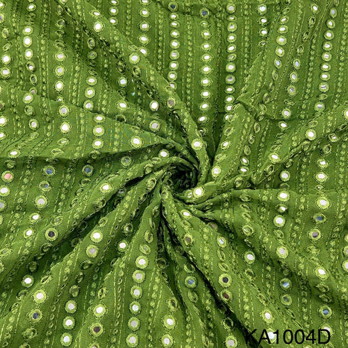 Embroidered Faux Mirror Georgette Fabric-KA1004
