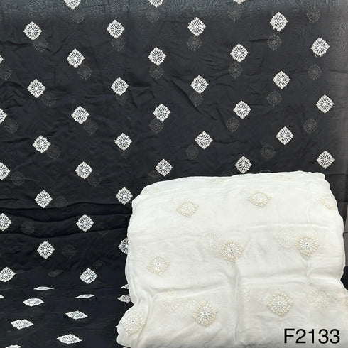 Thread Sequins Embroidered Organza Fabric-F2133