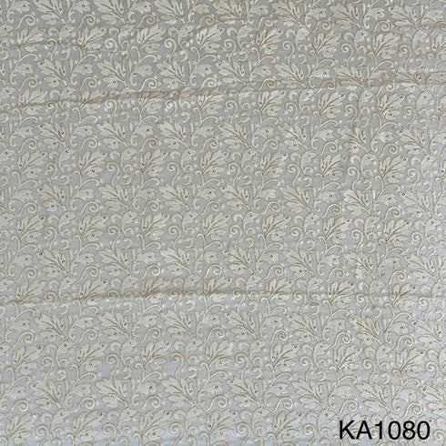 Dyeable Thread Sequins Embroidered Georgette Fabric - KA1080