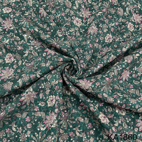 Printed Sequins Georgette Fabric-KA1860