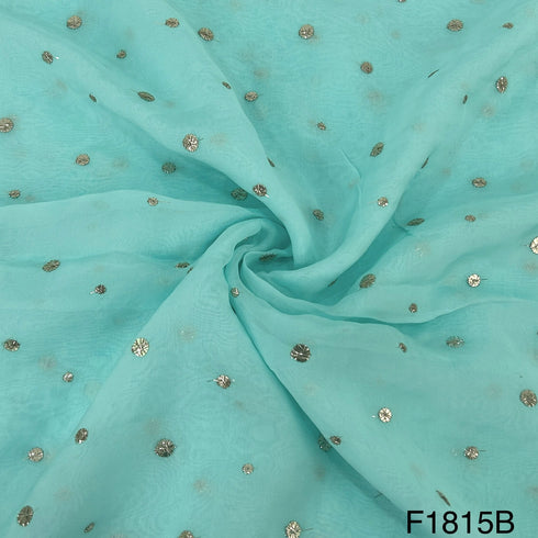 Zari Sequins Viscose Organza Fabric-F1815