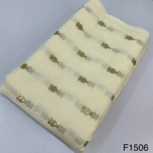 Dyeable Zari Buti Chanderi Fabric-F1506