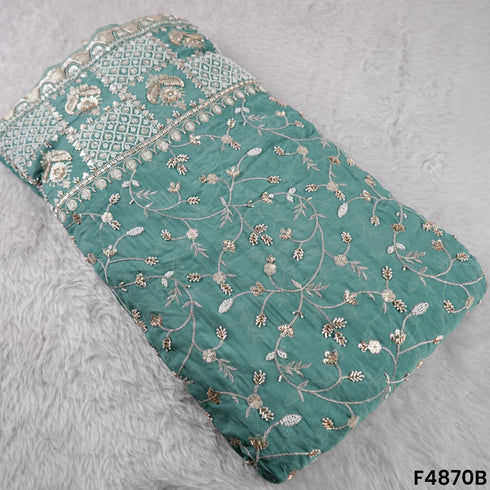 Cutdana Zari Sequins Embroidered Organza Fabric- F4870