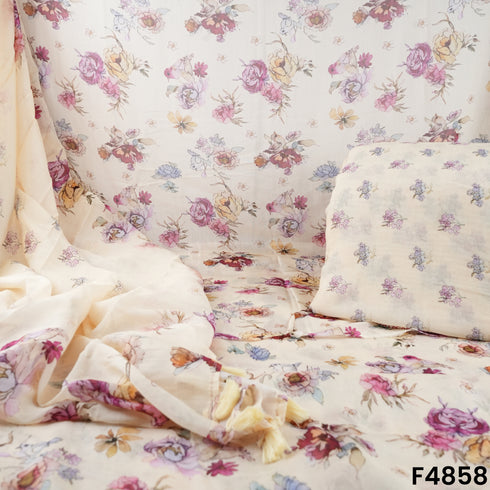 Digital Print Mul Chanderi Fabric- F4858