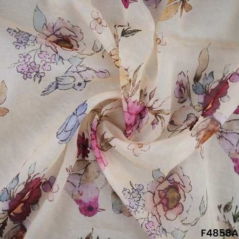 Digital Print Mul Chanderi Fabric- F4858