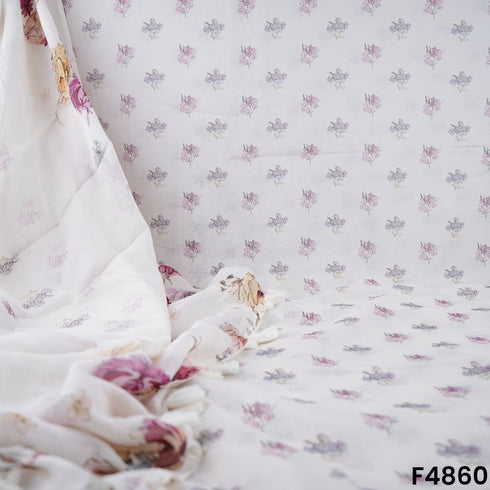 Digital Print Mul Chanderi Fabric- F4860