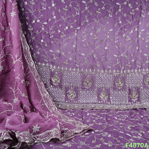 Cutdana Zari Sequins Embroidered Organza Fabric- F4870