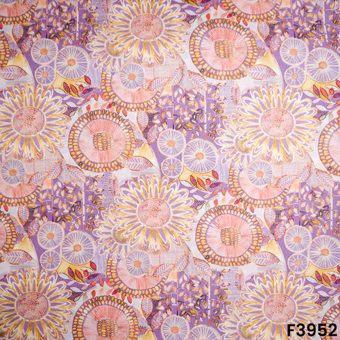Floral Printed Cambric Cotton Fabric- F3952