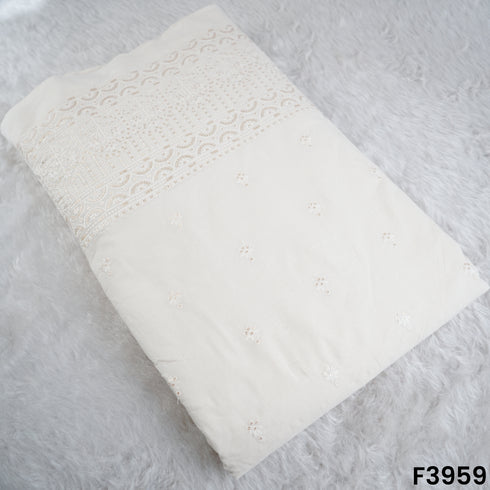 Thread Sequins Embroidered Kora Cotton Fabric- F3959